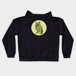 Halloween Owl and Moon, Symbols, Portents, and Omens Kids Hoodie